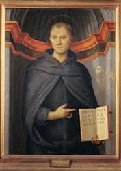 Nicolas de Tolentino (1245-1305) - Sankt Nikolaus af Tolentino par Perugino (ca. 1450-1523). Olie på lærred, størrelse: 79x62, Palazzo Barberini, Rom