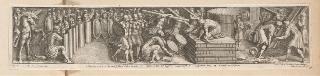 Soldater slog lejr Constantinus, cum exercitu, ante Urbem Castra metatur (titel på objekt) Kejser Konstantins historie (serietitel)