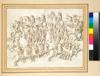 Basen af søjlen af Antoninus Pius, østsiden (pen og grå vask)