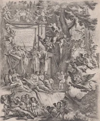 En allegori til ære for kardinal Franciottis ankomst som biskop af Lucca, 1637.