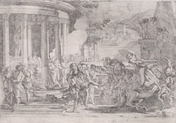 Sinorix båret fra Artemis tempel i et forsøg på at undslippe virkningerne af giften..., ca. 1640.