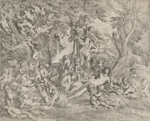 Venus Have, der hviler i midten foran en herm af Pan og omgivet ..., ca. 1631-37.