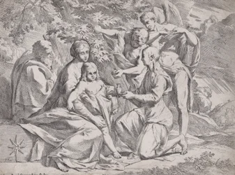 Den hellige familie med deltagelse af engle, ca. 1642-44.