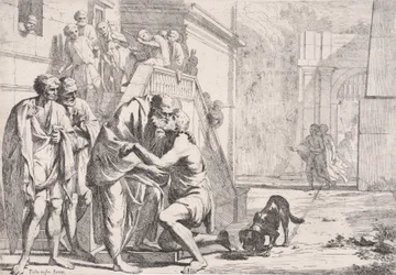 Den fortabte søns tilbagevenden, faderen, der omfavner sin søn, fra en serie,..., ca. 1645.