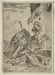 Tre Lucchese-hellige går i forbøn hos Jomfruen for pestens ofre, ca. 1630-31.