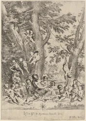 Ung kvinde, omgivet af amoriner (The Garden of Charity, lodret version)
