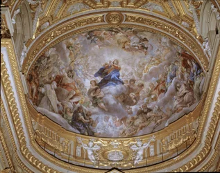 Antagelsen af ​​Jomfrufresken af ​​Pietro da Cortona (Peter af Cortona) (1596-1669) 1652 Rom, Santa Maria-kirken i Vallicella Italien