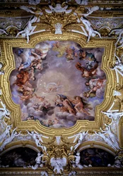 Cosimo I de Medici (Cosimo I de Toscana ført foran Jupiter af Victory og Heracles) Fresco af Pietro da Cortona (Berrettini) (1596-1669) Firenze, Palazzo Pitti, Sala di Apollo