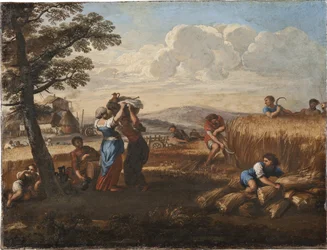 Landskab med høstscene - Landskab med høst, af Cortona, Pietro da (1596-1669) (Pierre de Cortona). Olie på lærred. Størrelse: 50x65 cm. Nationalmuseum Stockholm
