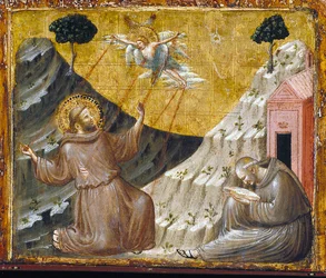 St. Francis modtager Stigmata (tempera og guld på træ)