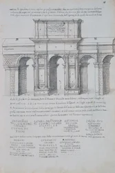 Claudiusbuen i Rom, tegning, fra romerske antikviteter, af Pirro Ligorio (1513-1583)