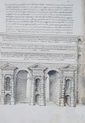 Porta Maggiore i Rom, tegning, fra Roman Antiquities, af Pirro Ligorio (1513-1583)