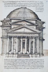 Udsigt over Pantheon i Rom, tegning fra bind XIII af XXX Libri delle Antichita (antikvitetsbøger)