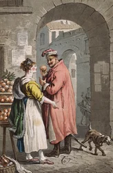 Orange sælger i Warszawa, ca. 1810 (farvet gravering)