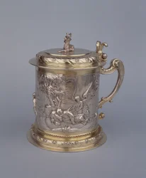 Tankard med scener fra profeten Elias liv (forgyldt sølv og sølv)