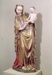 Jomfru og barn, ca. 1400 (polykromt træ)