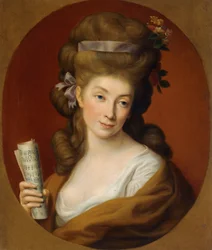 "" Portrait de la noble polonaise Izabela Lubomirska "" (Portræt af prinsesse Izabela Elzbieta Potocka, født Lubomirska (1736-1816)) Peinture de Pompeo Batoni (1708-1787) - 1780 - Olie på lærred Samling Dim 65. cmx Privat