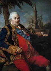 Portræt af Pierre Andre de Suffren af ​​Saint-Tropez (Saint-Trophez), foged af Suffren (1729-1788), viceadmiral, i stor uniform af søofficer Maleri af Pompeo Batoni (1708-1787)