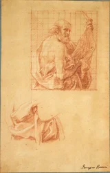 Studie for Saint Bartholomew og Draperi