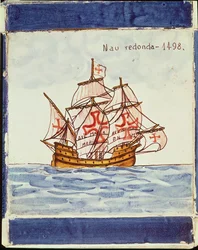 Azulejos-flise, der forestiller et skib, fra Sagres, 1498 (keramik)
