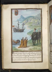 Illustration fra en historie om Syon-nonnernes vandringer, samlet i Lissabon i begyndelsen af det 17. århundrede