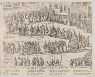 Ægteskabsoptog til brylluppet af Elizabeth Stuart, datter af James I, og..., 1613 eller senere.