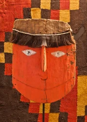 Begravelsesmaske / Peru, Chancay-kulturen. (Hår, bemalet træ)