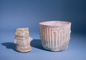 Fartøjer fra Hacilar, Tyrkiet, ca. 5500-00 f.Kr. (malet keramik)