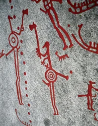 Nordisk bronzealder: jægere, helleristninger i Tanum, Sverige