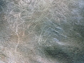 Skitsebilleder af menneskelige kvindeskikkelser og mammutter, palæolitisk periode (ca. 40000-12000 f.Kr.) (foto)