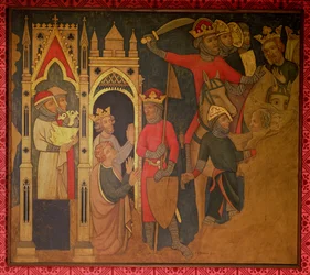 Fangenskab af kong Jojakin af Israel, rekonstruktion af et vægmaleri oprindeligt i Painted Chamber of the Palace of Westminster
