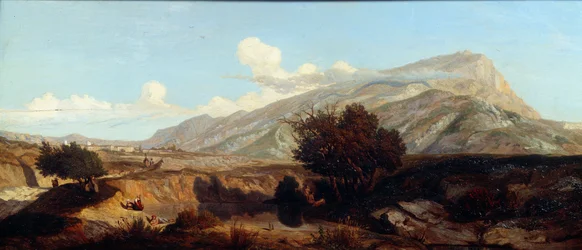 Udsigt over det hellige bjerg Victory-landskab af maquis i syd. Maleri af Prosper Joseph Gresy (1804-1874) 1800-tallet Aix en Provence, Musee Granet