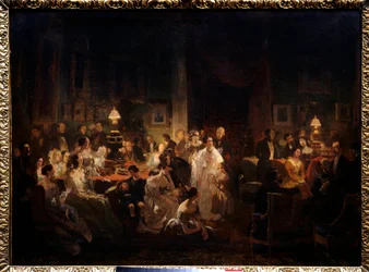 Horace Vernet deler opdagelsen af daguerreotypien i Monsieur Irissons stue (10 rue Antin, aftenen den 10. august