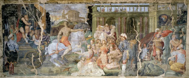 Historier om pave Sylvester og kejser Konstantin, af Prospero Fontana (1512-1597), fresco, sal, Palazzina della Viola, Bologna, Italien