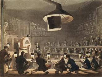 Tegning fra Livet på Royal Academy, indgraveret af Richard Banks Harraden (1778-1862) (akvatinte)