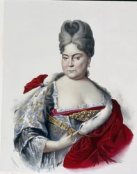 Portræt af storhertuginde Natalya Alexeevna af Rusland (1673-1716), søster til zar Peter I Den Store (1672-1725). (Portræt af Storhertuginden Natalya Alexeevna af Rusland, søster til zar Peter Den Store). Arbejde af Pyotr Fyodorovich Borel (1829-1898),