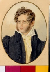 Portrait du Prince Piotr Andreievitch Viazemski (Pierre Wiazemsky) (1792-1878), poete russe (Portræt af digteren Prince Pyotr A. Vyazemsky). Oeuvre de Pyotr (Piotr) Fyodorovich Sokolov (Pierre Sokolov) (1791-1848)