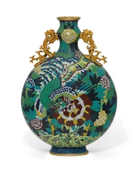 En stor Cloisonné emalje måneflaske (emalje)