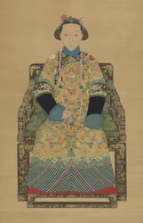 Kejserinde Xiaozhen, anden kejserindegemalinde af Xianfeng-kejseren (1831-1861) (blæk og farve på silke)