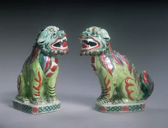 Par Famille Verte Lions, Kangxi-perioden (1662-1722) (porcelæn)