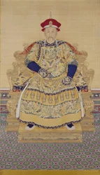 Portræt af kejser Yongzheng (1678-1735) (hængende rulle, blæk og farve på silke)