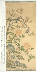 Tapestry Hanging Scroll, Qianlong periode (1736-95) (malet silke)