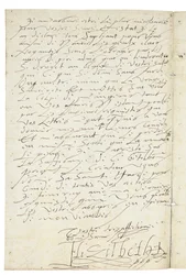 Brev på fransk fra Elizabeth I af England til Henri IV af Frankrig, ca. 1596