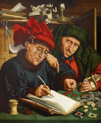 Skatteopkræverne. Maleri af Quentin Metsys eller Quinten Matsys (1466-1530), ca. 1520. Flamsk primitiv kunst