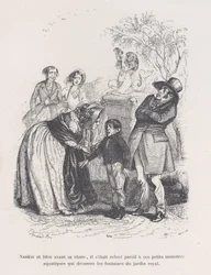 Han rejste sig som de små havmonstre, der pryder springvandene. fra den lille elendighed..., 1843.