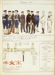 Uniformer og tilbehør fra Royal Navy of Kingdom of Italy, farveplade af Quinto Cenni