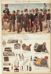 Uniformer af kongelige Carabinieri, officerer og underofficerer fra Kongeriget Italien, farveplade af Quinto Cenni