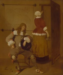 Den trætte dranker, ca. 1640-69 (olie på panel)