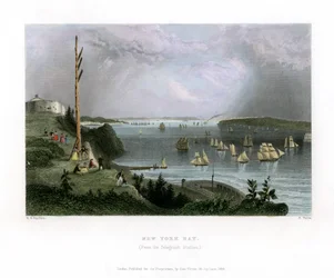 New York Bay set fra Telegraph Station, USA, 1838.
