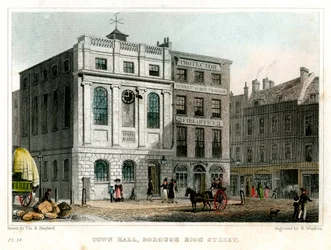 Rådhus, Borough High Street, Southwark, London, 1830.
